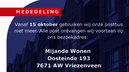 Mijande Wonen heeft geen postbus meer 